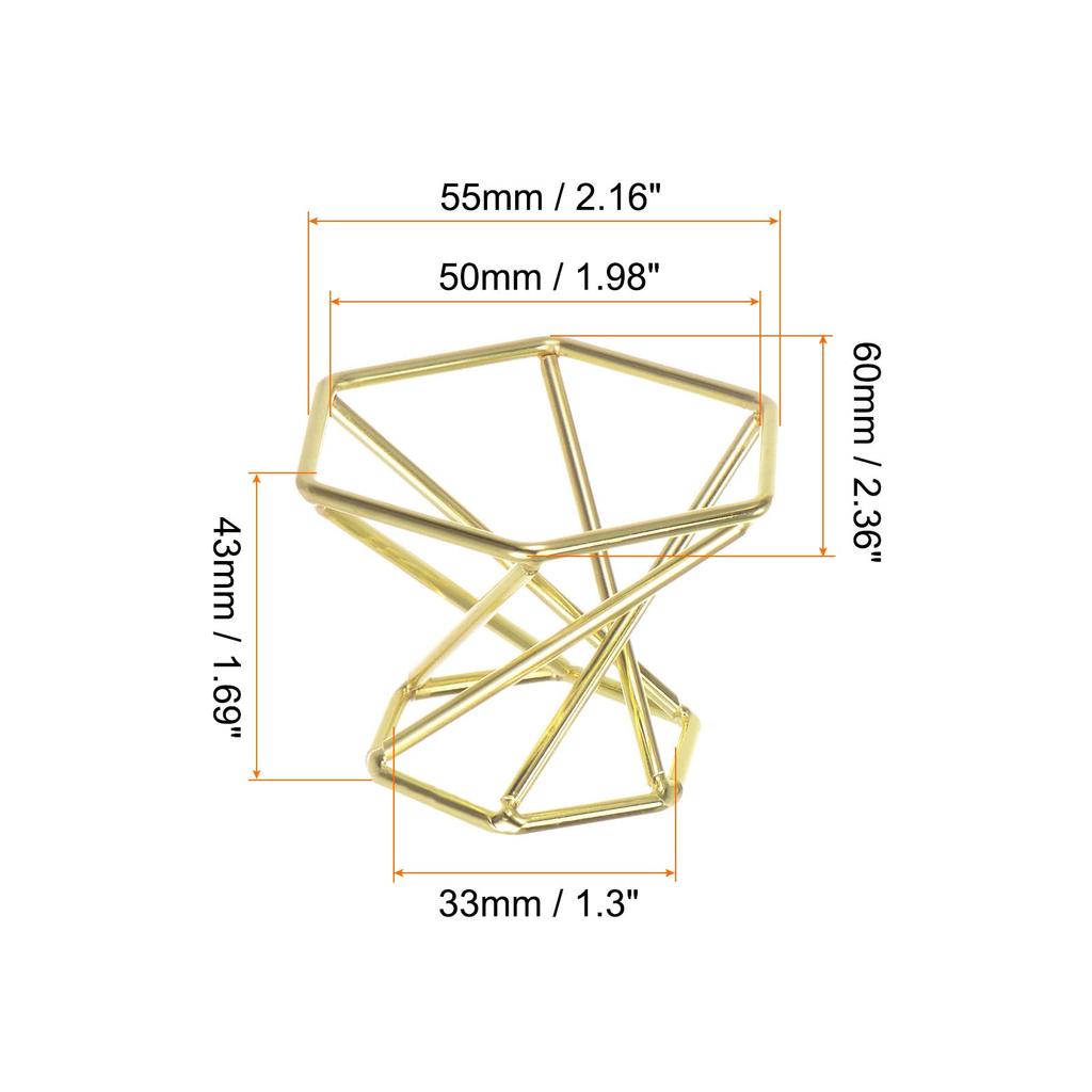 uxcell Hexagonal Display Stand for Crystal Balls, 3.3cm Diameter, Metal Ball Holder, Gold, Pack of 3