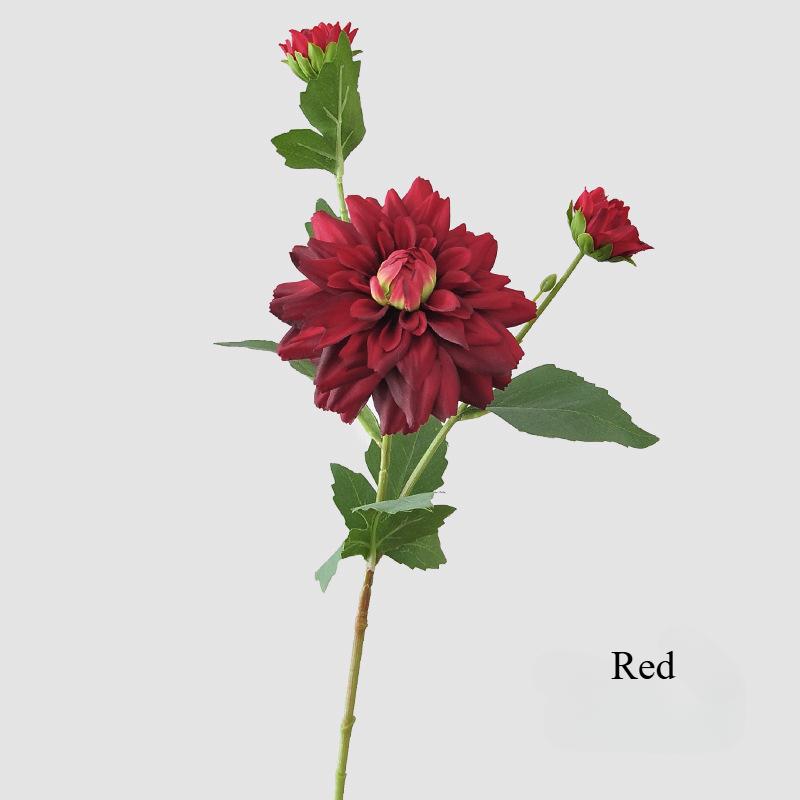 65CM Single 3-head Dahlia Artificial Flower Nordic Wedding Decoration Road Guide Home Interior Decoration Photography Props