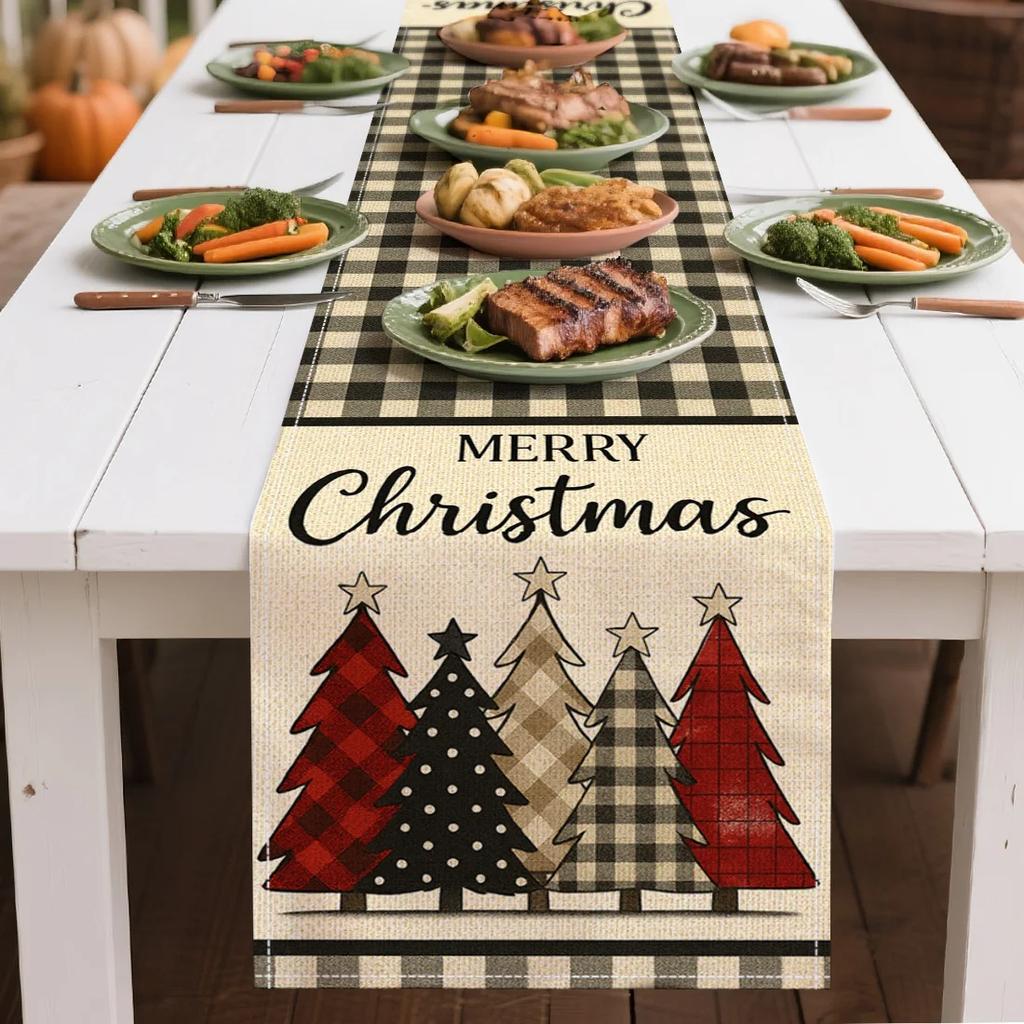 Halloween Kürbis Weihnachtsbaum Illustration Tischläufer Heimdekoration Langlebige Küchen Esstischläufer Partyzubehör
