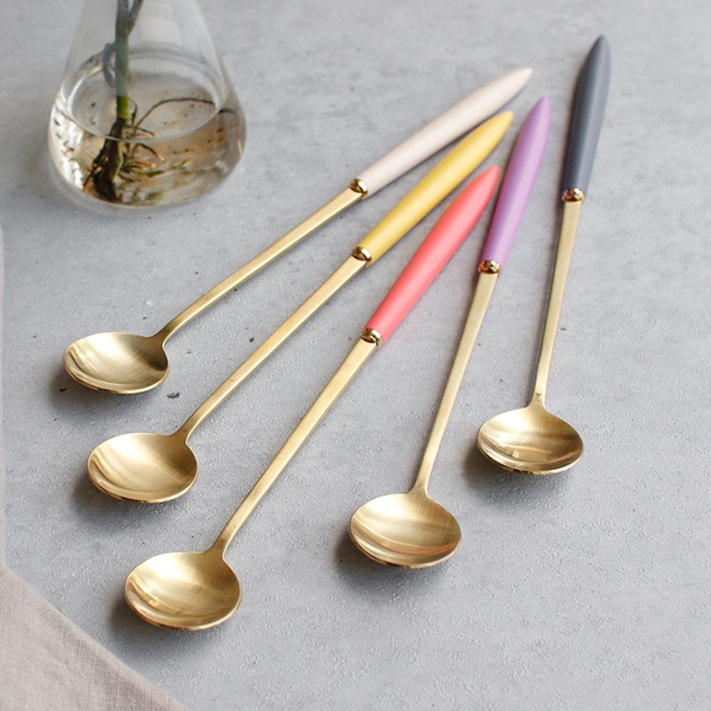 

(Stella) Gold Long Teaspoon - 5 colors Charcoal