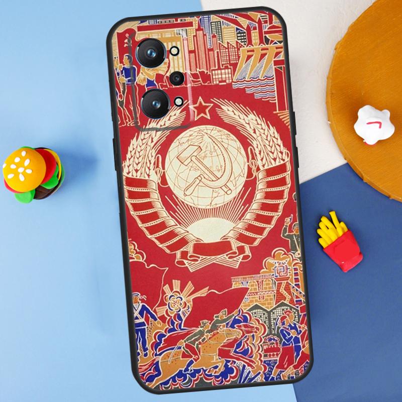 Red Soviet Union USSR Flag For Realme 11 10 12 13 14 Pro Plus GT 5 6 6T GT7 Pro C61 C53 C51 C21Y C25S C55 C67 C75 Case