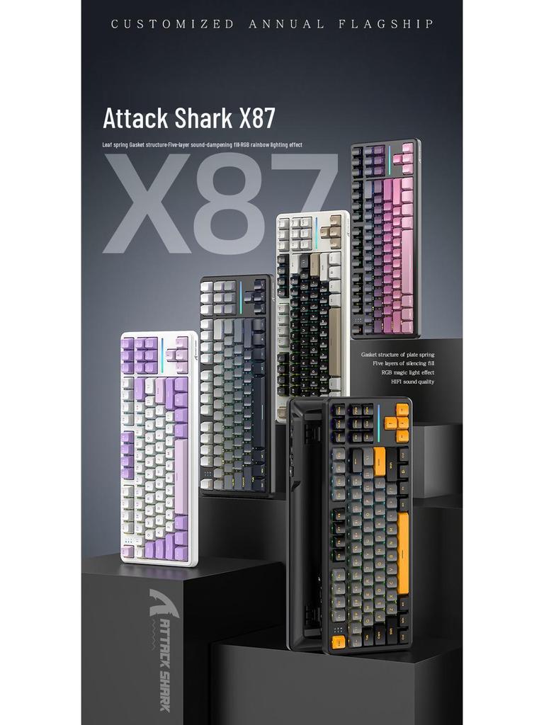 Attack Shark X87 Three-Mode Wireless Bluetooth Mechanical Gaming Keyboard