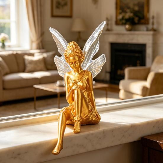 Decorative Ornament, Flower Fairy Design Small Decorative Sculpture, Home Living Room Bedroom Office Table Decoration