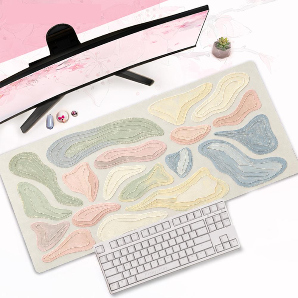 Offwhite Neutral Morandi Greygreen Stone Abstract Texture Playmat Minimalist Wabisabi Gaming Desk Mat