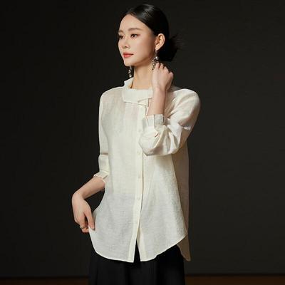 Women's Elegant Petal Collar Long Sleeve Blouse