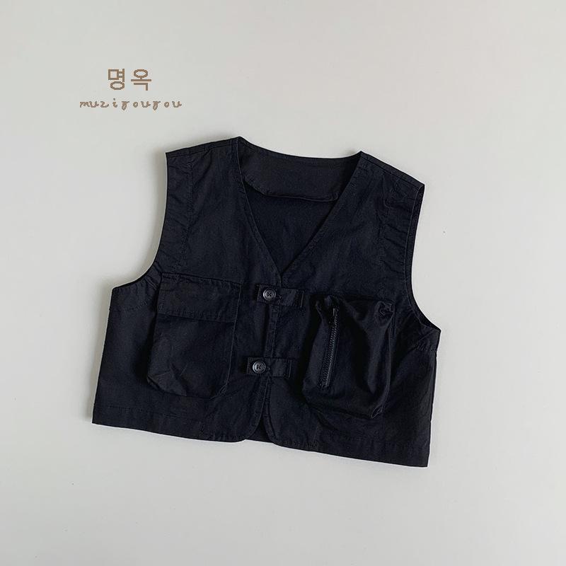 

Модный детский ретро жилет рабочей одежды - Безрукавная весенне-летняя куртка для мальчиков и девочек 80 cm