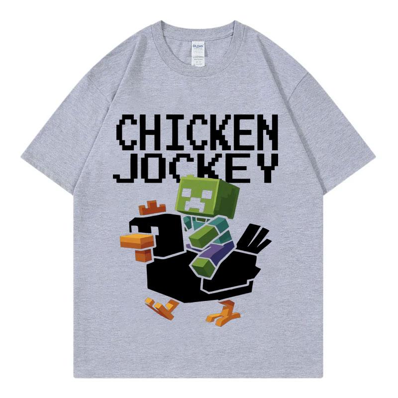 Funny Chicken Jockey Graphic T Shirt Men Women Cartoon Fashion Short Sleeve Tshirt Summer Casual 100 Cotton Oversized Tshirts