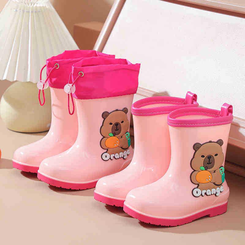 Capybara Kinder Gummistiefel, rutschfest, warm, mit weichen Sohlen