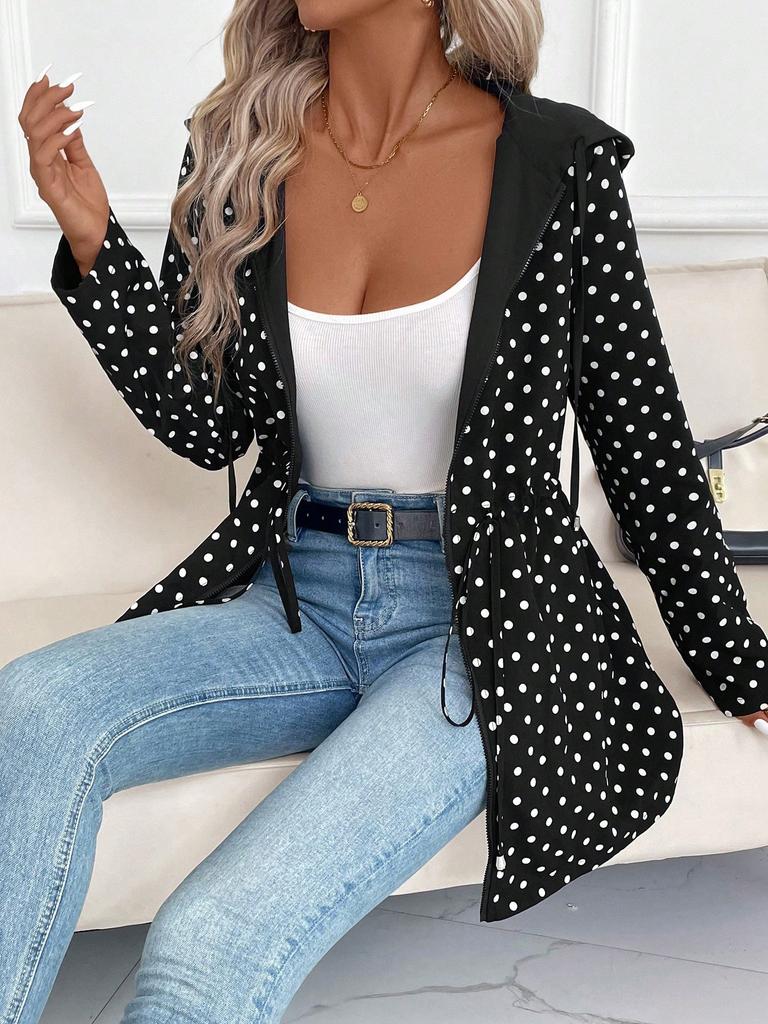 European and American Women's Clothing Two-sided Clothing Leopard Print Hooded Zipper Jacket Casual Long Jacket Belt Long Sleeve