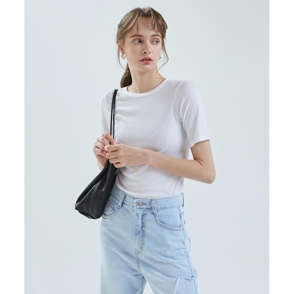 

NICKNICOLE Slim Round Half TeeWhite