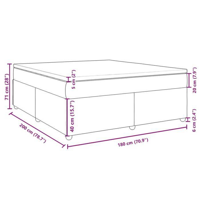 VidaXL Sommier à lattes de lit avec matelas Crème 180x200 cm Tissu 3285399