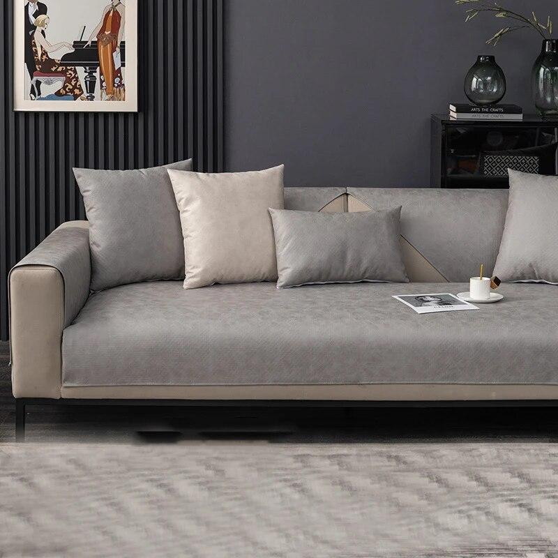 Wodoodporna Mata na Sofę na Cały Sezon Jednolity Kolor Antypoślizgowa Salon Nieprzywierająca Wełna Odporna na Zadrapania Kota Pokrowiec na Sofę
