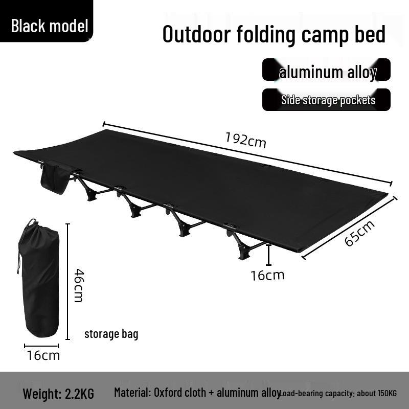 Outdoor Folding Aluminum Camping Bed - Single, Wide, and Portable