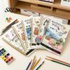 Portable Coloring Book for Travel Watercolor Book, Clean And Bright Patterns Design, Thick Nature Animal Landmark Theme Paper Multi-theme Paint