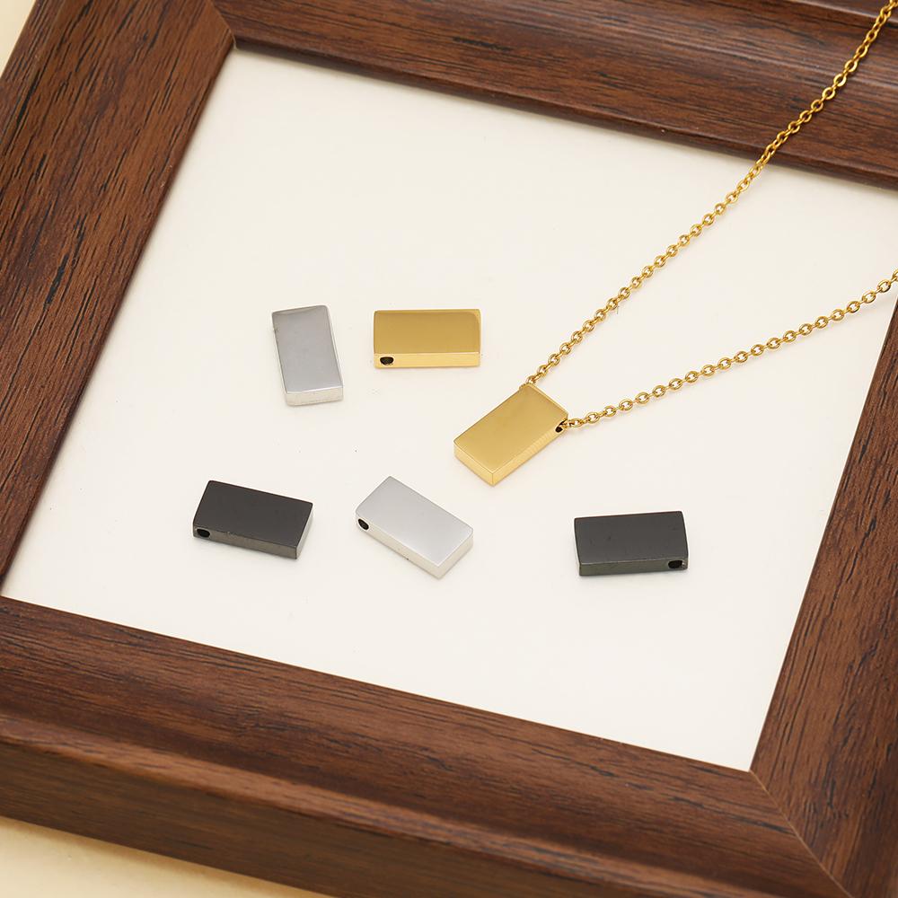 5pcs Stainless Steel Mirror Finishing Flat Block Charms for DIY Jewelry Making Necklace Pendant Bracelet Beads Earrings Supplies