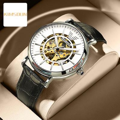 KIMSDUN Montre Homme Marque Supérieure Montre de Luxe Homme Automatique Mécanique Montre Squelette Haut de Gamme Étanche Montre d'Affaires pour Homme