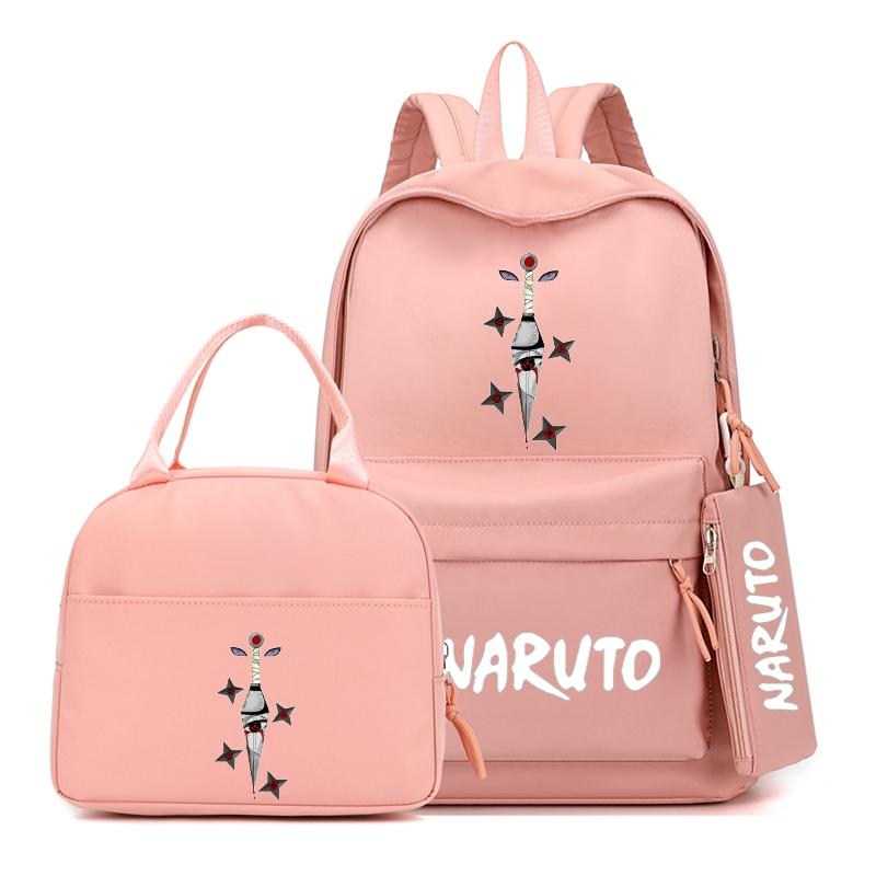 3Pcs/set Anime Naruto Backpack with Lunch Bag for Girl Boy Student Back To School Bookbag Schoolbag Men Women Leisure Travel Bag