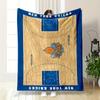 New York Knicks Basketball Court Design Blanket Flannel Blanket for Bedroom, Living Room, Sofa, and Nap Sofas