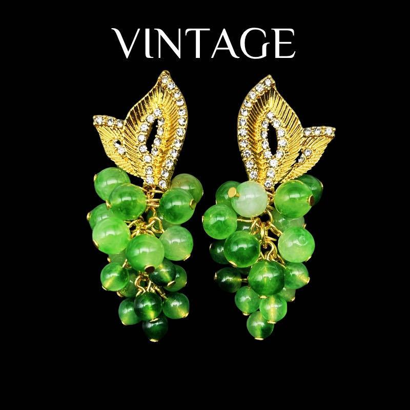 Vintage Heavy Industry Temperament Ink Wash Glass New Chinese Style Bead Grape 925 Silver Needle Earrings Ear Clip