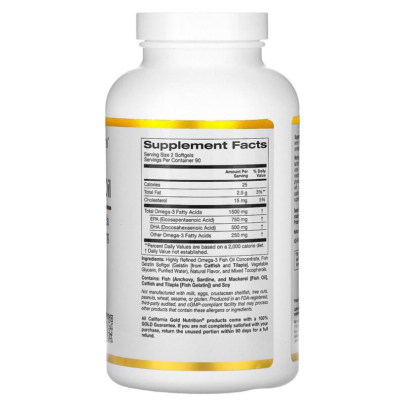 Norwegian Omega-3 Fish Oil with EPA/DHA, Natural Lemon, 180 Softgels