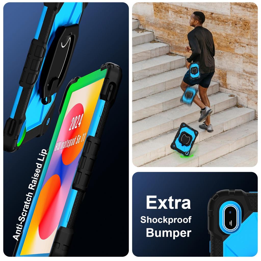 Für Huawei MatePad SE 11.360° Drehbarer Griff Schwerlastschutz Ständer TPU+PC 3in1 Stoßfeste Tablets PC Hülle