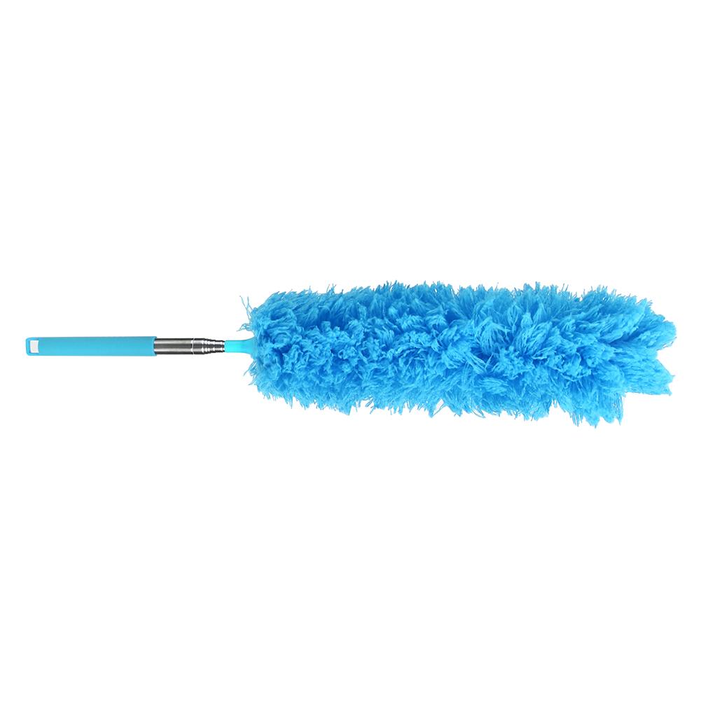 Household Soft Flexible Duster Dust Cleaner Stainless Steel Telescoping Extension Pole Sky Blue