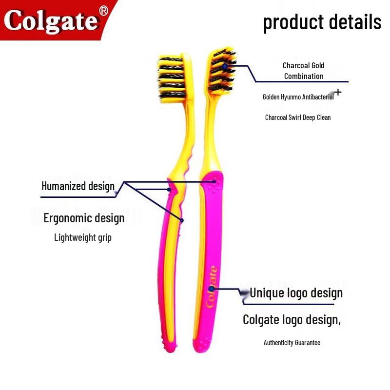 Colgate Slim Soft Charcoal Gold Toothbrush 8-Pack