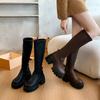 Thick-soled Heightening Boots Women's 2025 New Early Autumn Black Knight Boots Small Man But Knee-high Boots