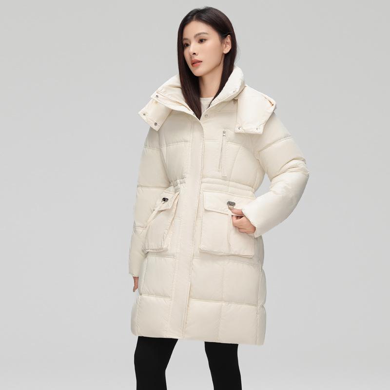 New Medium and Long Hooded Down Cotton Clothes Thickened Loose Cotton Clothes Jacket