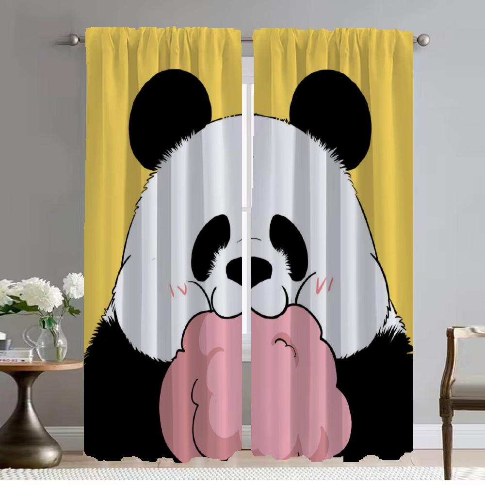 

Curtains Child Room Cute Panda Home Interior Curtains for Living Room Partition Blackout Curtain Shades Tulle for Bedroom Camera W50xH70cmx2pcs-CL