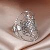 Adjustable Angel Seal Archangel Metatron Cube Ring Stainless Steel Sacred Geometry Spiritual Jewelry Gift for Men Women