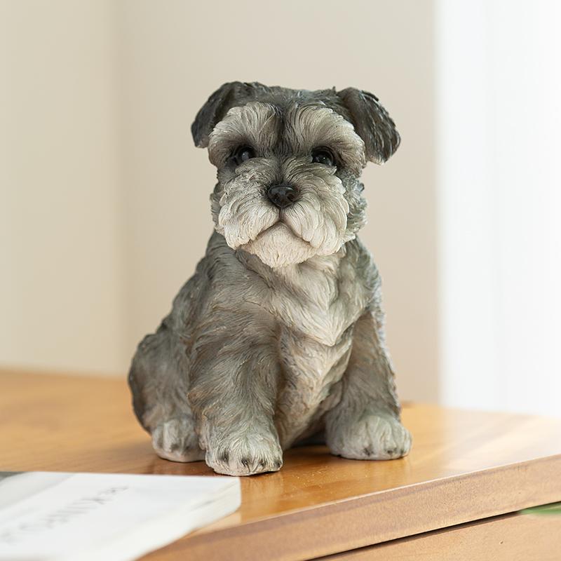 Creative Simulation Resin Dog Animal Sculpture Countertop Ornament Cute Sherena Teddy Dog Statue Model Interior Aesthetic Decor