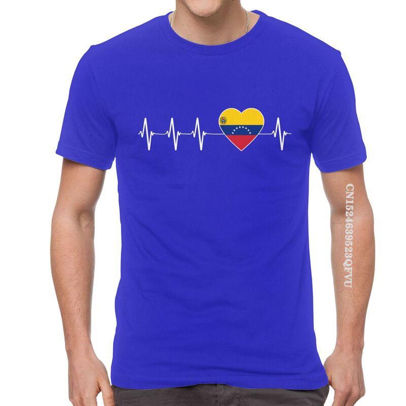 Venezuelan Heartbeat T Shirts Men Fashion T Shirt Cotton Oversized I Love Venezuela Flag Heart Tshirt Unique Tees Tops