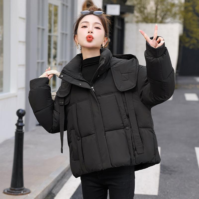 

Women’s Short Windproof Thicken Warm Winter Jacket with Detachable Hood M чёрный