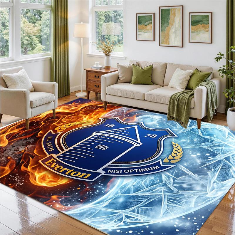 Everton Football Design Crystal Velvet Rug Soft Decorative Mat for Bedroom Entrance