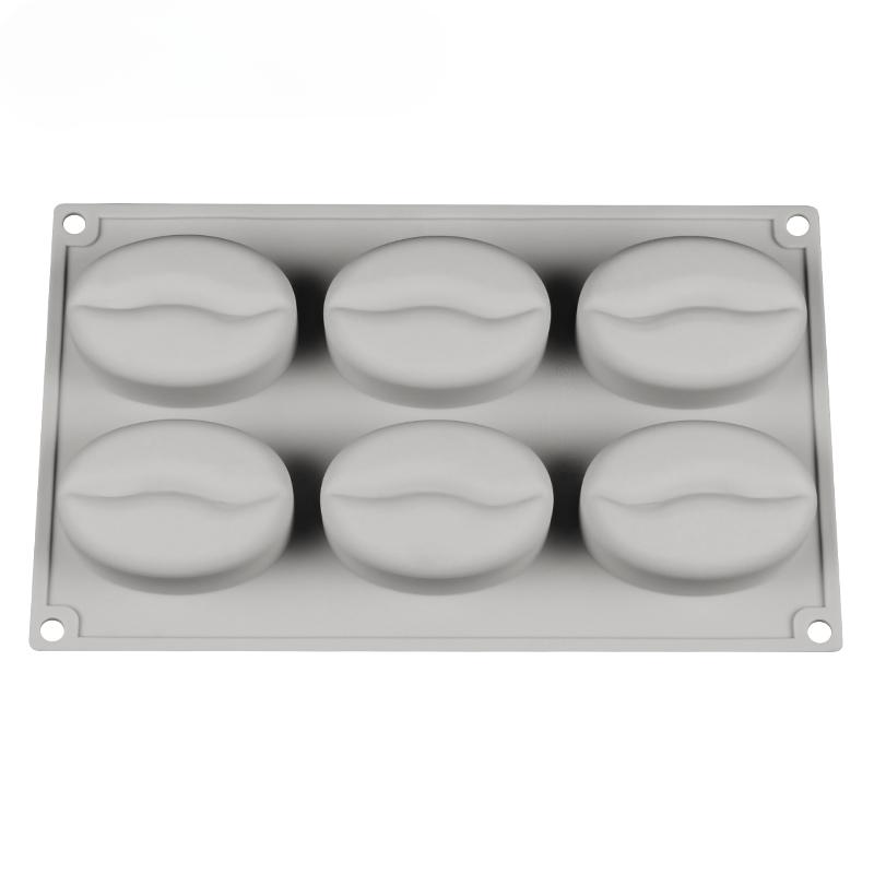 6 Forms Coffee Bean Mousse Cake Mold Silicone Pastry Molds for Baking French Dessert Cake Decorating Tools