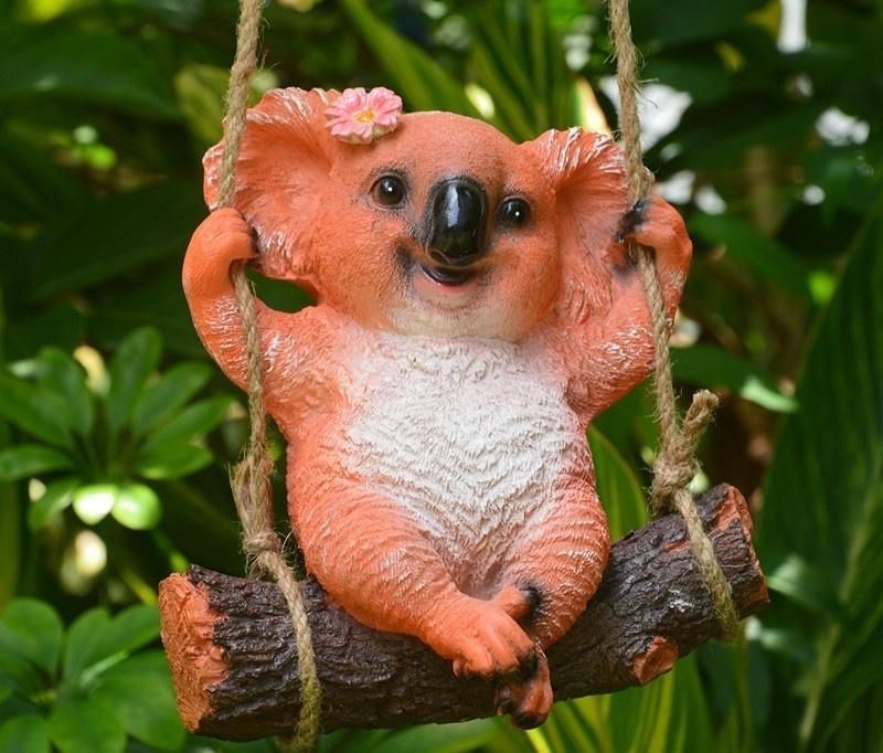 Krásná Houpající se Koala Medvěd Panda Veverka ZOO Závěsná Socha Venkovní Figurky pro Patio Dvůr Zahradní Dekorace Řemesla