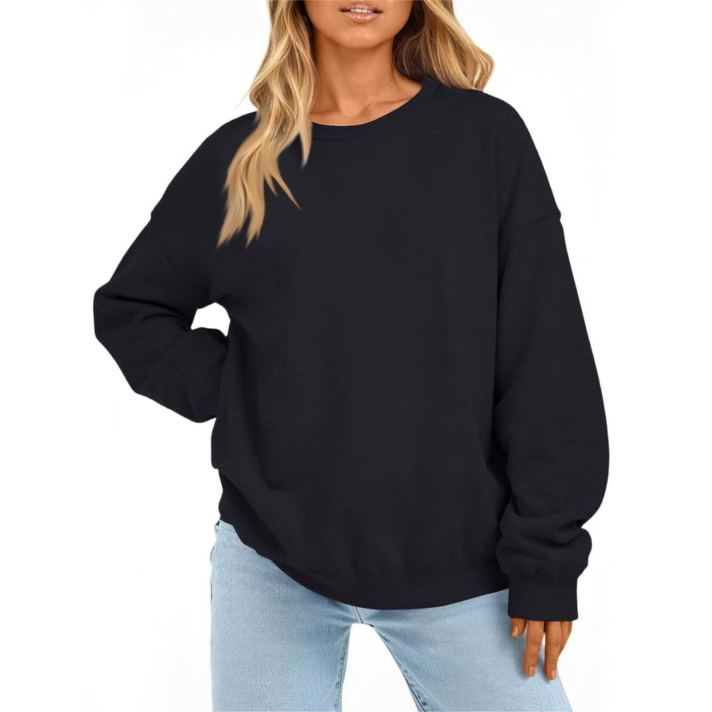Felpa con cappuccio casual a manica lunga tinta unita da donna