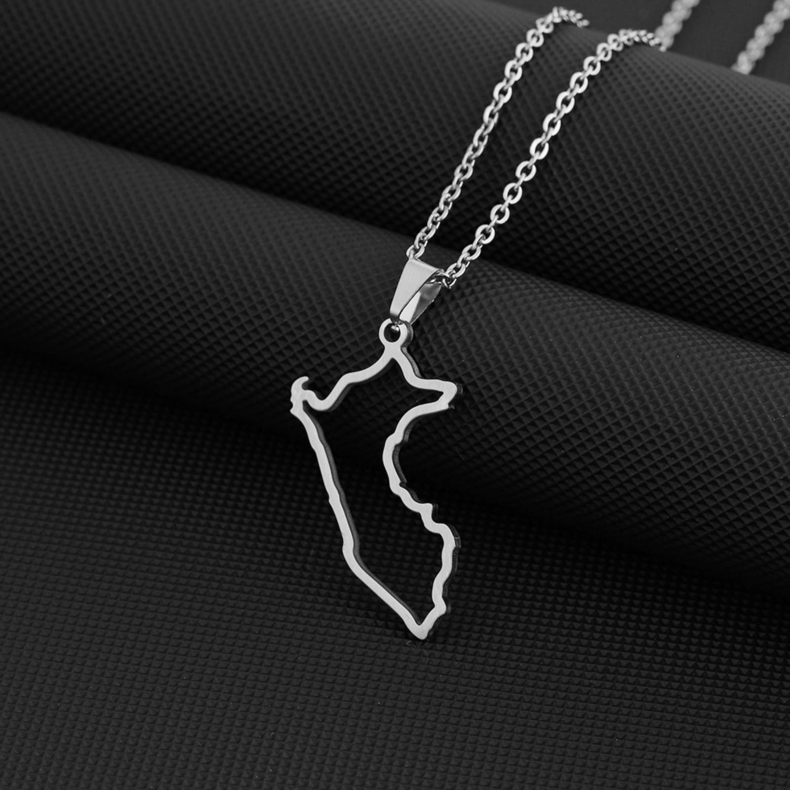 Map of Peru Pendant Necklace for Women Men Stainless Steel Jewelry Friend Gift