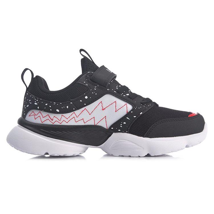 Li Ning Classic Non-Slip Shock Absorbing Durable Low-Top Kids Running Shoes Kids Running Shoes Black White Red YKCQ162-1
