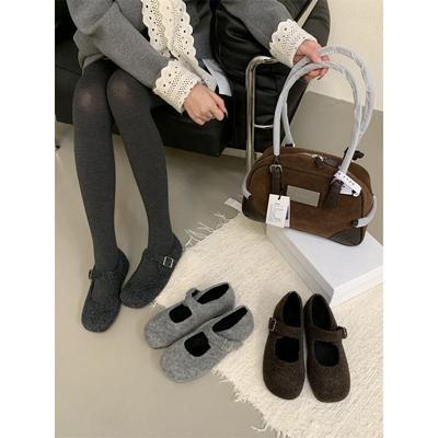 Retro Style Flat-bottomed Mary Jane Shoes, Winter Velvet Warm Thick-soled Beanie Ladyshoes