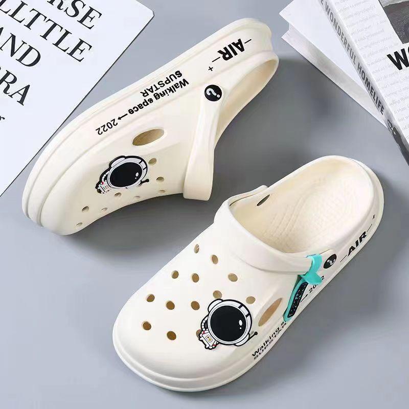 Hole Shoes Men's New Year Couple Platform Slippers Bag Head Sandals Non-slip Casual Soft-soled Beach Shoes Men