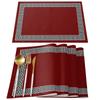 4-delige set Griekse Sleutel Placemats, Rood Blauwe Geometrische Rand Tafelmatten, Waterdichte Wasbare Eetkamer Pads voor Keukendecor