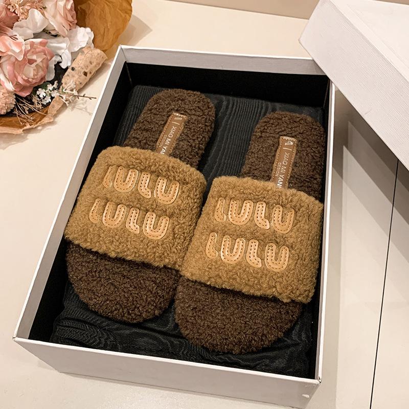 Mode Temperament vielseitig Mao Mao Drag Dicksohl Ein-Wort-Slipper Damen Herbst- und Winterbekleidung 2025 neue beliebte Mao Mao Slipper