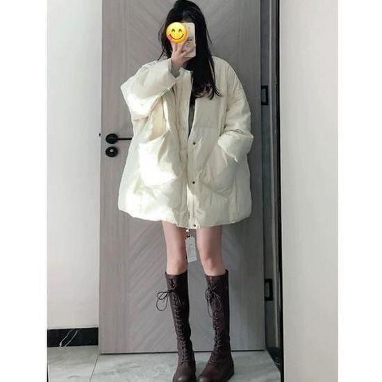 Women s 2023 Korean Style Off-white Oversized Cotton Padded Winter Jacket Default