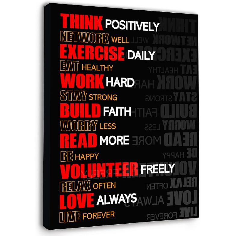 Gwisml The Secret Alice Wall Art,Black pirational Quotes Canvas Frame Paintings For Office Home Workplace Wall Art Decor Think Positively