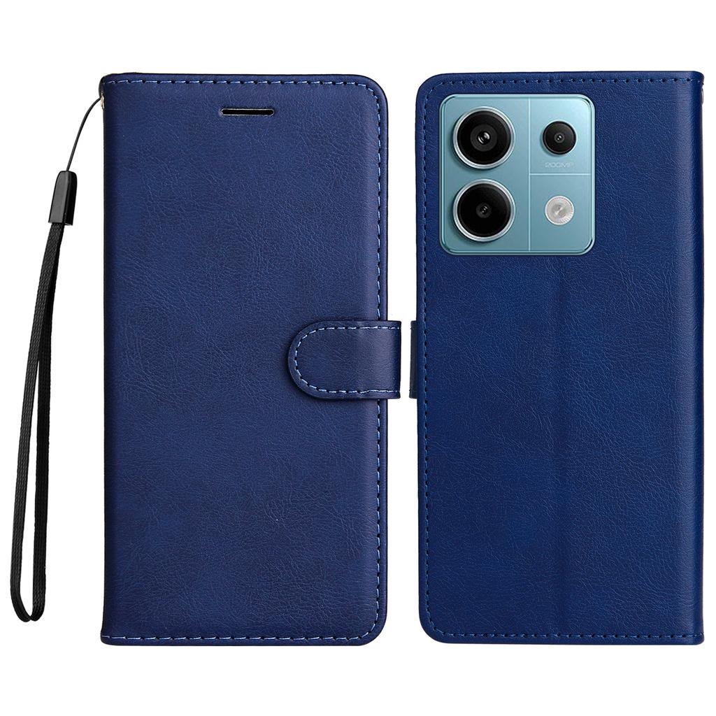 For Xiaomi Poco X6 5G/Redmi Note 13 Pro 5G Case Solid Color Leather Mobile Cover Wallet Stand with Strap