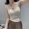 Camisola de Encaje para Mujer para Primavera y Verano Ropa Interior con Almohadilla en el Pecho Top sin Mangas