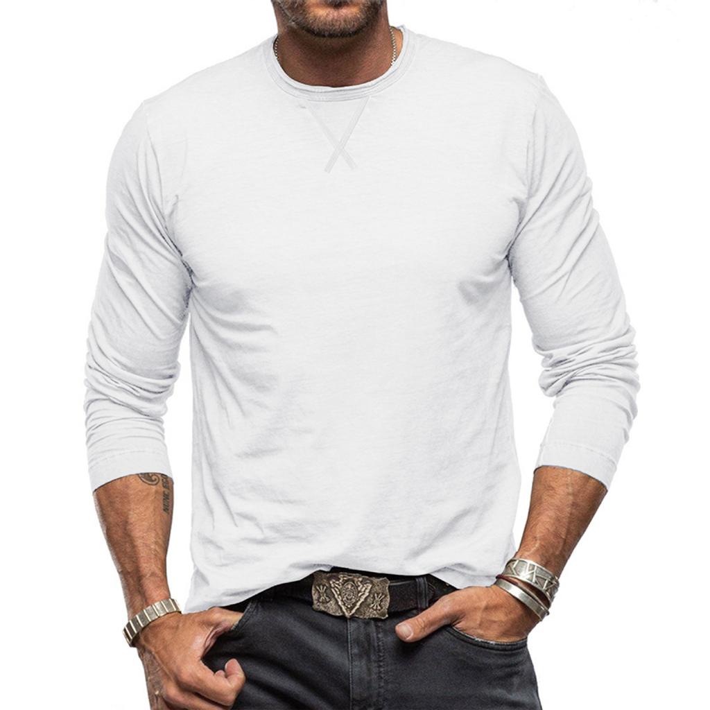 Men's Round Neck T-shirt, Cotton Base Shirt, Long Sleeved Top