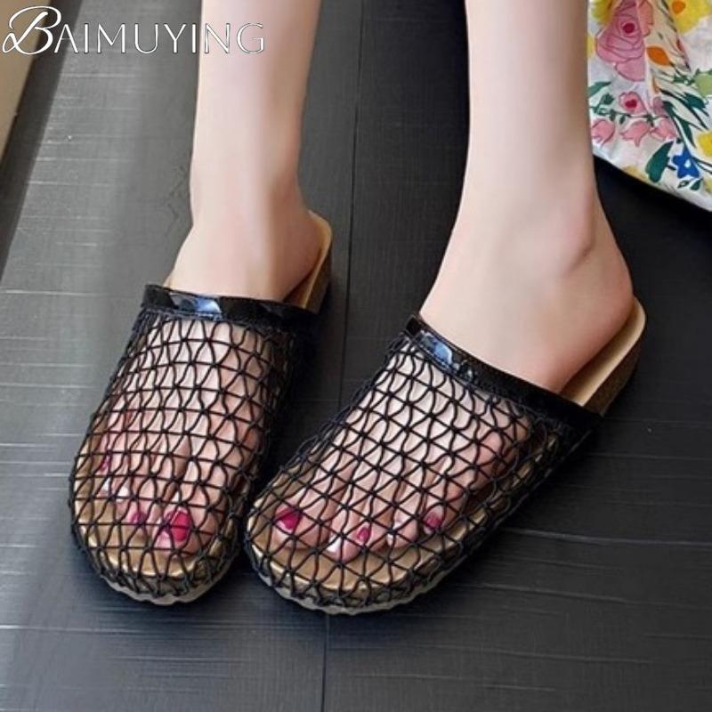 Fashion Hollow Mesh Mules Slippers Women Casual Shoes Flat Sandals Summer 2025 Trend Beach Platform Woman Slides Comfort Sandalias Mujer